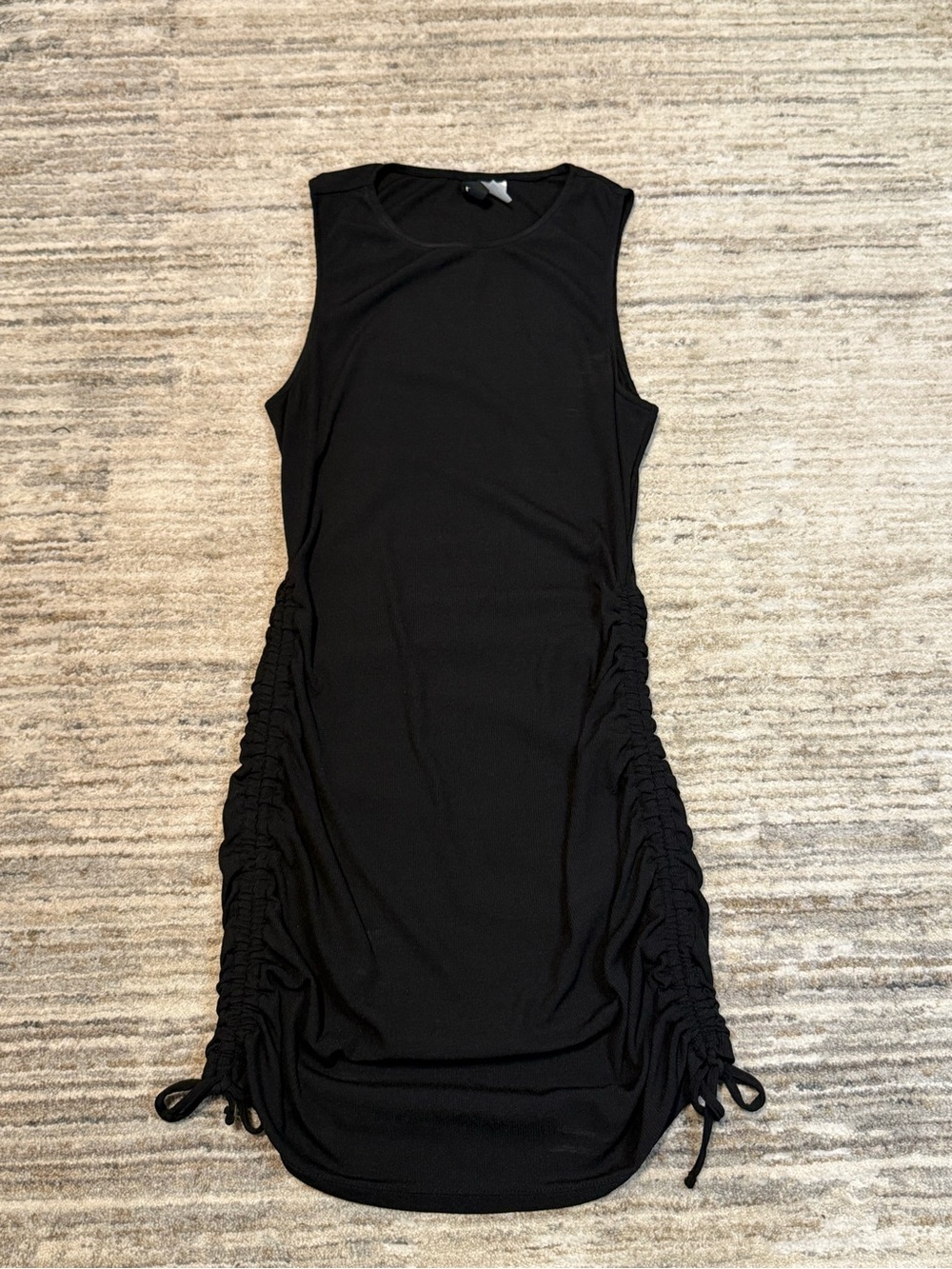 Divided Black Ruched Tank Mini Dress